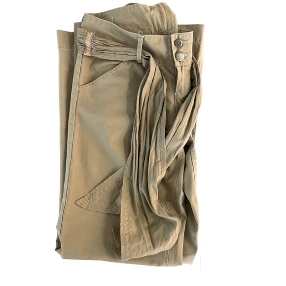 22 Khaki Wide Leg Pants with Self-Tie Belt Size 8 - Picture 8 of 9